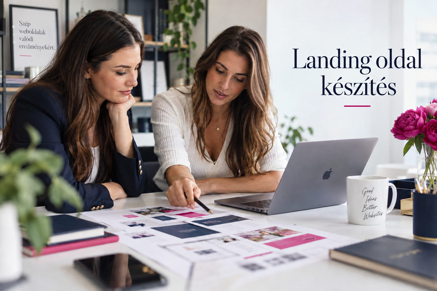 Landing oldal készítés – webdesigner munka közben